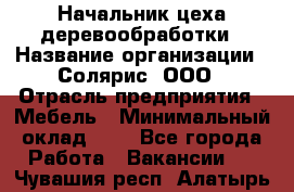 Начальник цеха деревообработки › Название организации ­ Солярис, ООО › Отрасль предприятия ­ Мебель › Минимальный оклад ­ 1 - Все города Работа » Вакансии   . Чувашия респ.,Алатырь г.